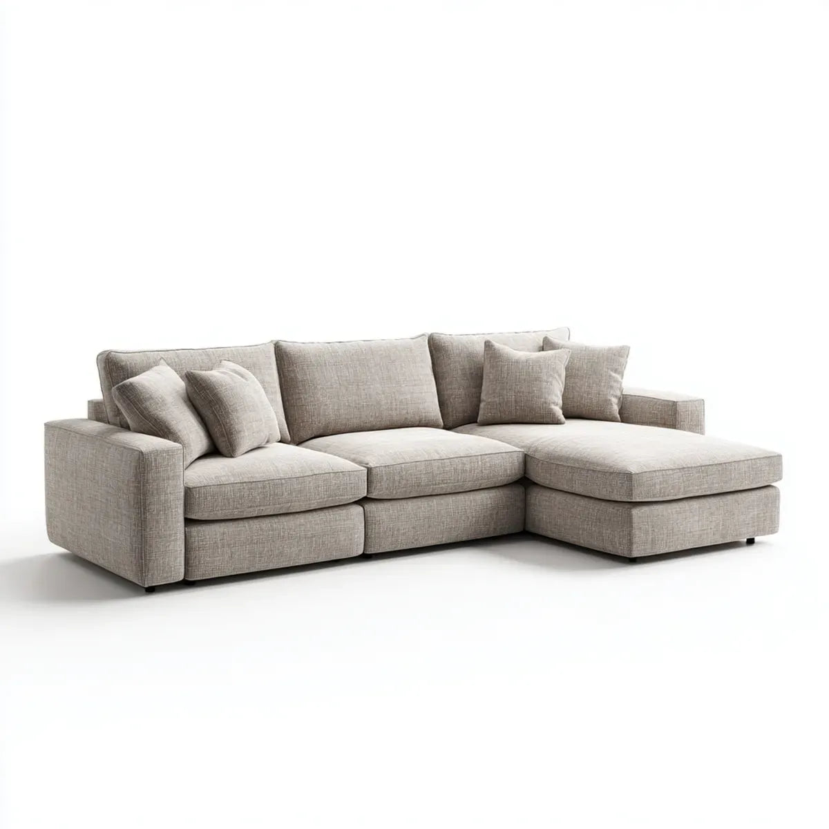 Divano angolare con chaise longue destra beige tortora 260 x 160 x 85 cm in poliestere forma a L
