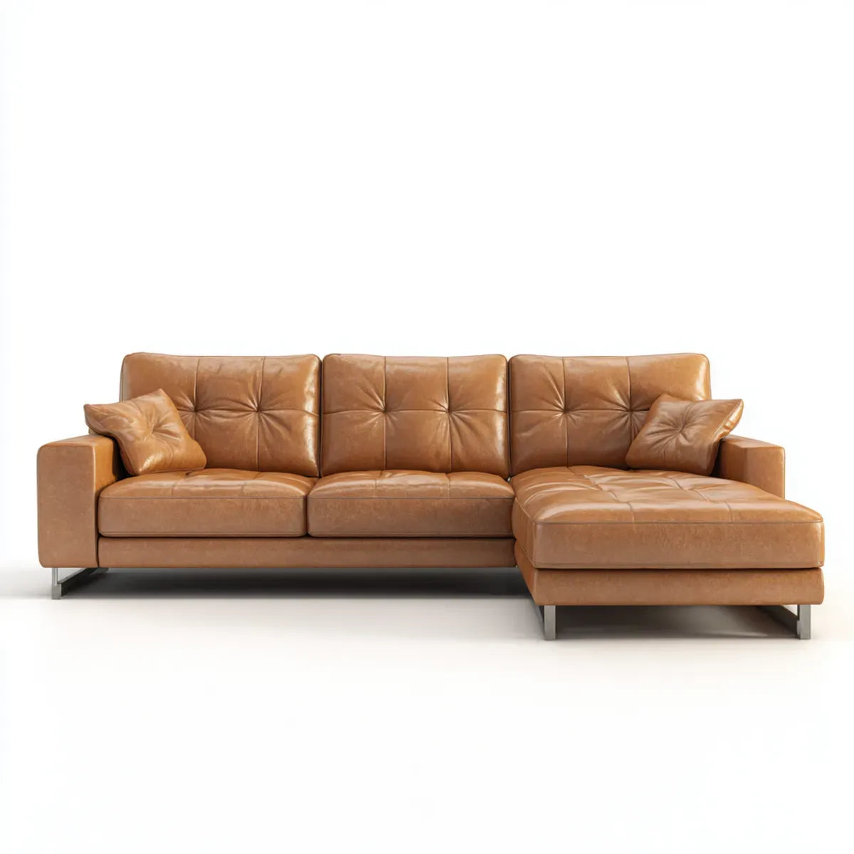Divano angolare 4 posti cognac in pelle sintetica PU a L 280 x 165 x 85 cm