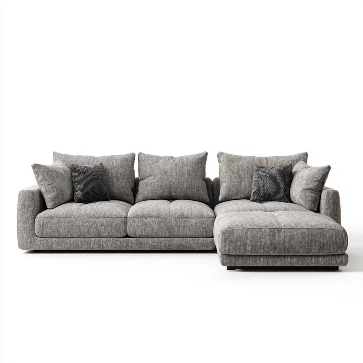 Divano angolare 4 posti con chaise longue destra grigio 300 x 170 x 85 cm rivestimento in poliestere forma a L
