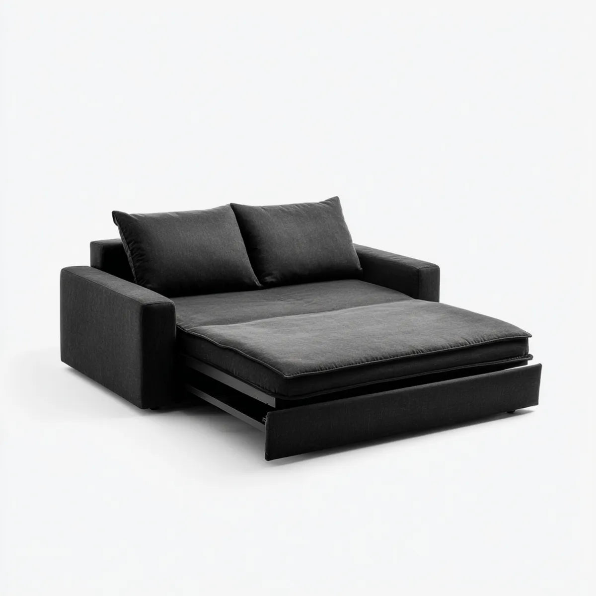 Divano letto estraibile 2 posti nero in poliestere rettangolare 170 x 100 x 85 cm