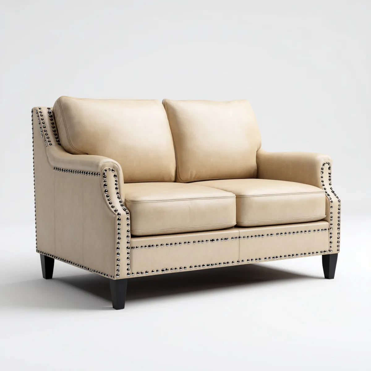 Divano 2 posti beige in pelle PU 150 x 85 x 90 cm rettangolare