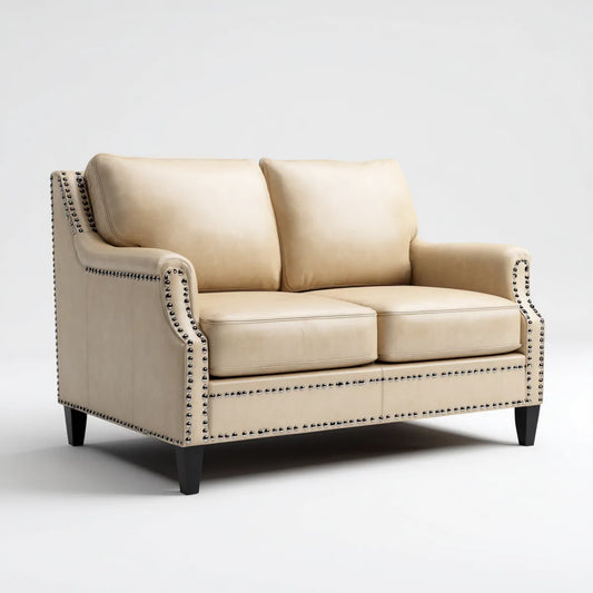 Divano 2 posti beige in pelle PU 150 x 85 x 90 cm rettangolare