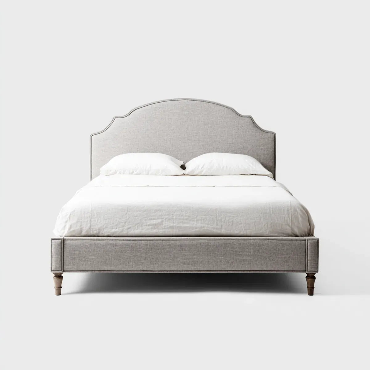 Letto matrimoniale imbottito grigio 160 x 200 cm in poliestere con testiera sagomata