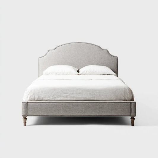 Letto matrimoniale imbottito grigio 160 x 200 cm in poliestere con testiera sagomata