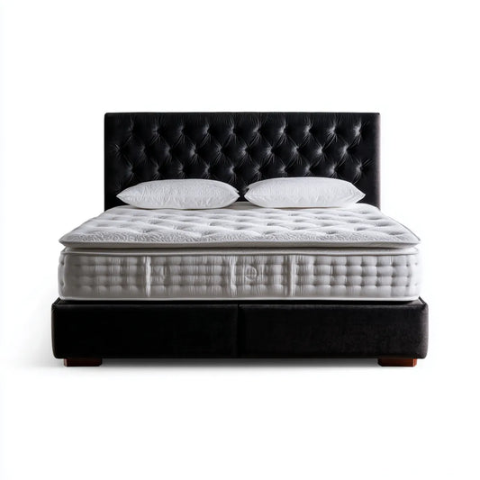 Letto matrimoniale imbottito nero 160 x 200 cm in poliestere con testiera capitonné rettangolare
