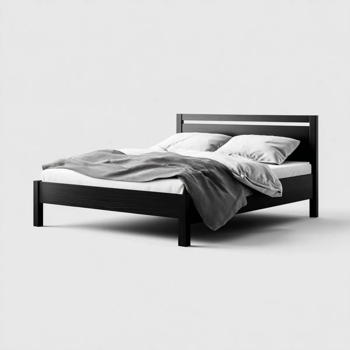 Letto matrimoniale nero 160 x 200 cm in legno ingegnerizzato rettangolare