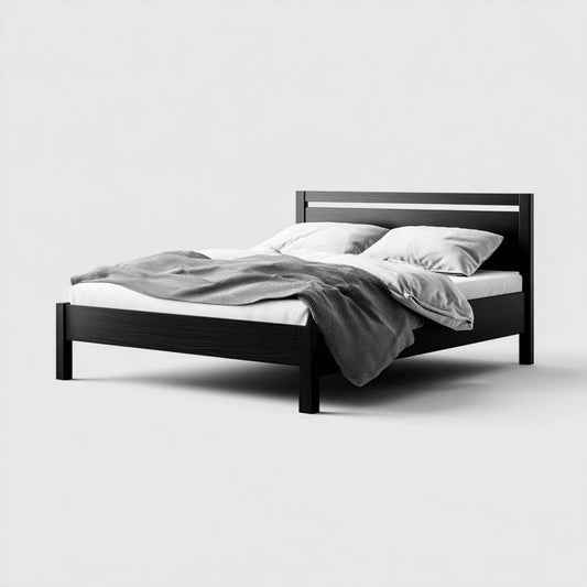 Letto matrimoniale nero 160 x 200 cm in legno ingegnerizzato rettangolare