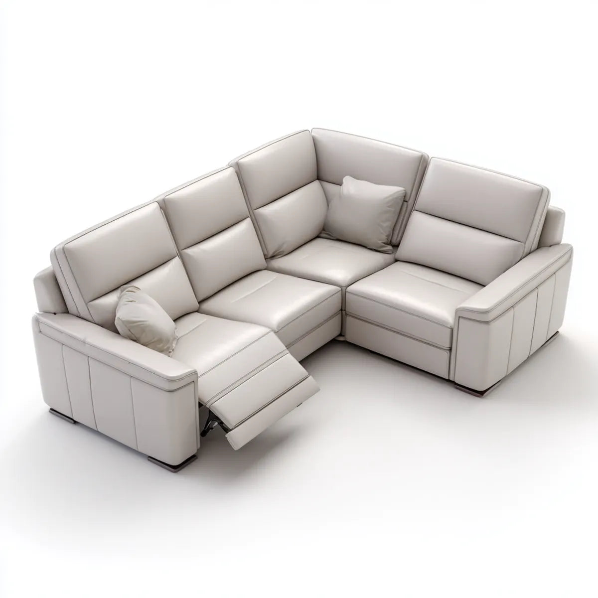 Divano angolare reclinabile beige in pelle PU a 5 posti 280 x 220 x 98 cm