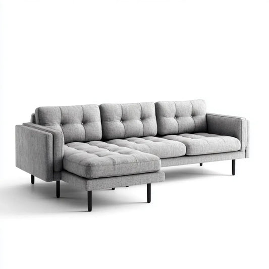Divano angolare con chaise longue sinistra grigio 250 x 160 x 85 cm in poliestere a L