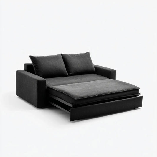 Divano letto estraibile 2 posti nero in poliestere rettangolare 170 x 100 x 85 cm